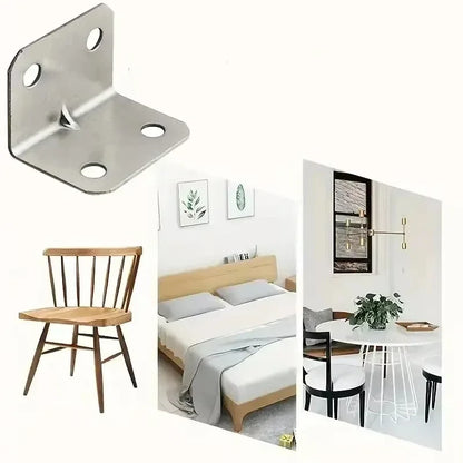 20-Piece Stainless Steel L-Shaped Corner Brackets - 90 Degree Right Angle Hardware for Cabinets & Furniture