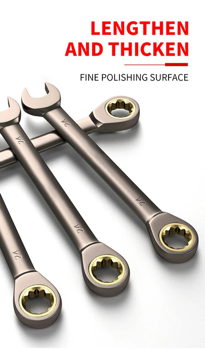 12pcs/6pcs Dual-Use Ratchet Wrench Set — 72-Tooth Quick Ratchet Heads with 180° Rotation Hardware Tools