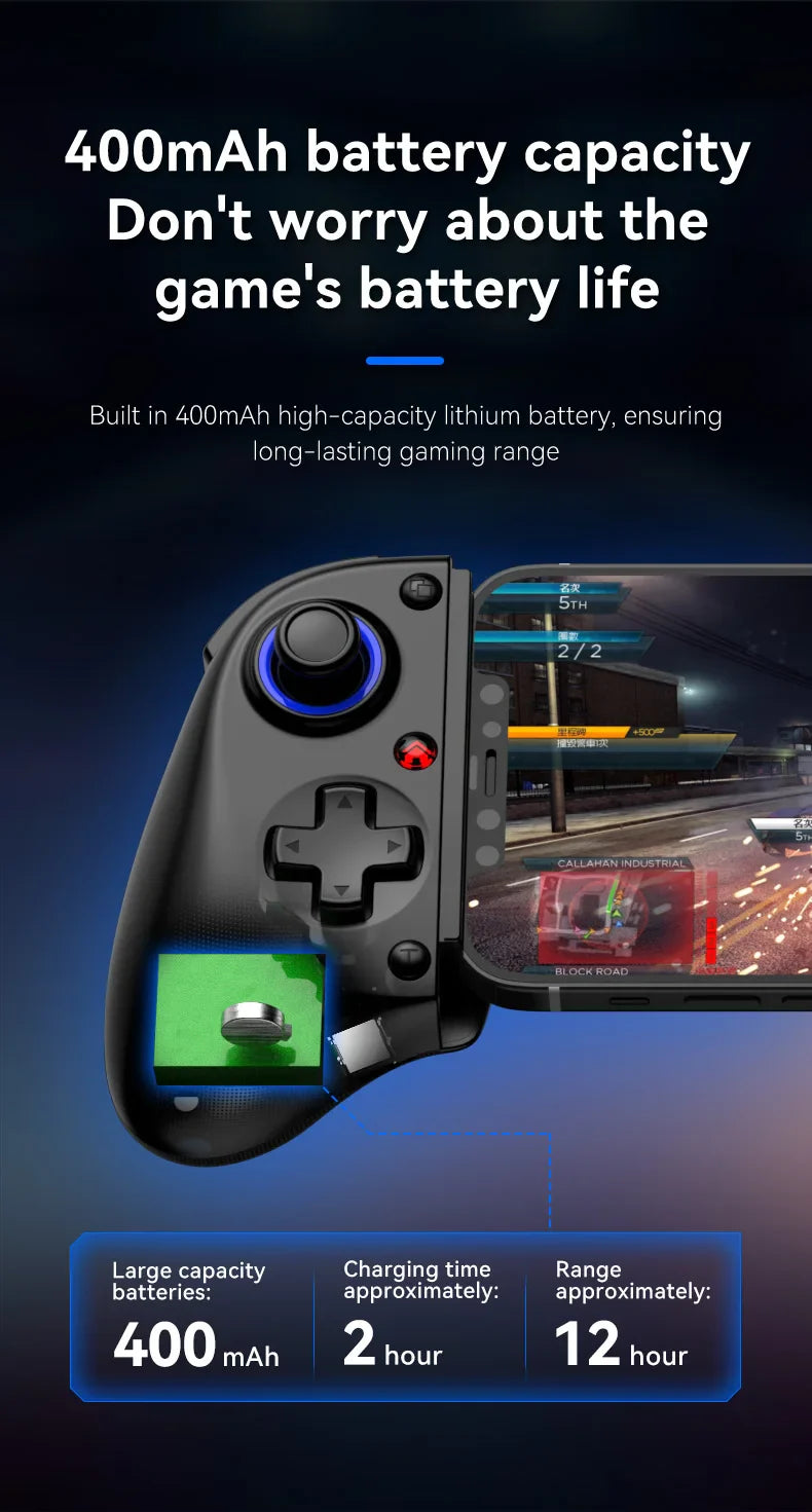 BSP-D11 Stretching Wireless Game Controller – Compatible with SWITCH, Android, iOS, PS3, PS4, XBOX, and Tablet for Gamepad Streaming