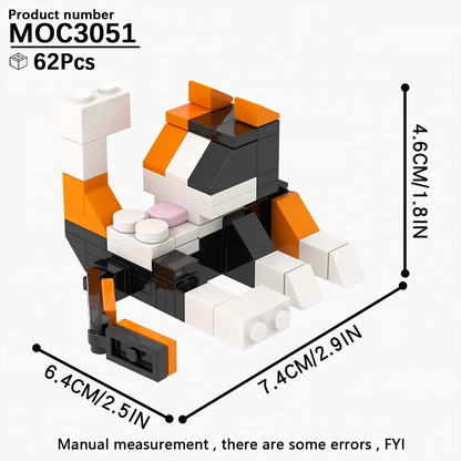 MOOXI Animal Series 62PCS MOC Cat Figures – DIY Building Blocks Educational Toys for Kids, Birthday Gift MOC3042-3045