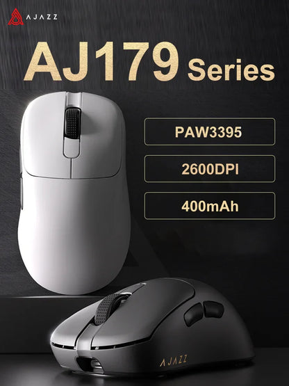 AJAZZ AJ179 PRO PAW3395 Gaming Mouse — Lightweight Wired & Wireless with Magnetic Charging Base, Ergonomic Macro Mouse for PC & Laptop
