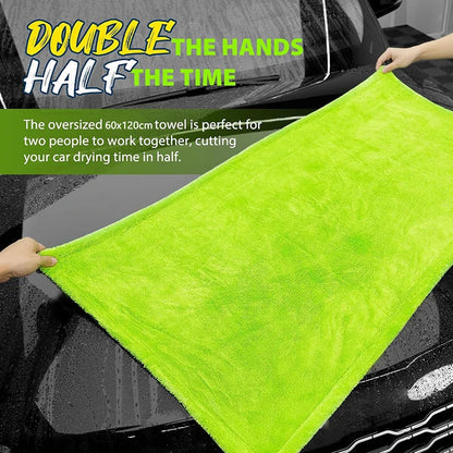 1400GSM Heavy Duty Microfiber Car Drying Towel 60x120cm – Oversized Super Absorbent Double-Sided Ultra Soft Scratch-Free Cleaning Cloth
