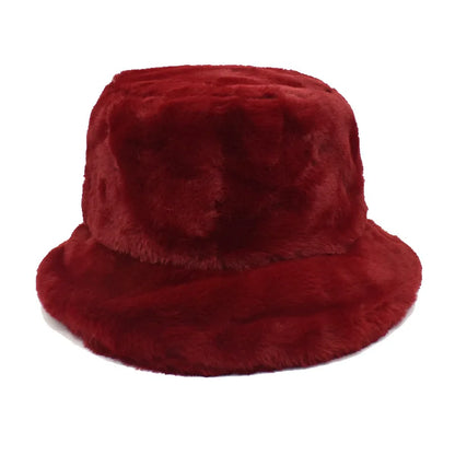 Women’s Winter Bucket Hat – Fashion Leopard Panama, Warm Vintage Faux Fur Fisherman Cap