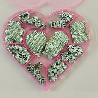 43PCS Luxury Charm Set — Diamond Bow, Perfume Bottle, Butterfly & Lip Decorations for Phone Case, Purse, and DIY Crafts