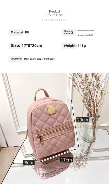 2024 K-Style Quilted Embroidered Small School Backpack for Girls - Western-Inspired Ladies' Bag