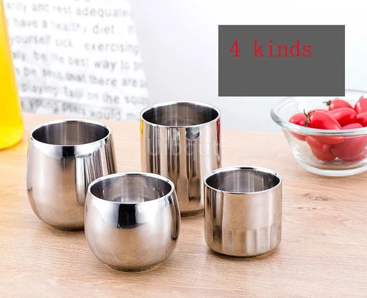 Double-Layer Stainless Steel Scald-Proof Tea & Coffee Mug – Hot Wine Cup Drinkware for Home, Restaurant & Kindergarten Use