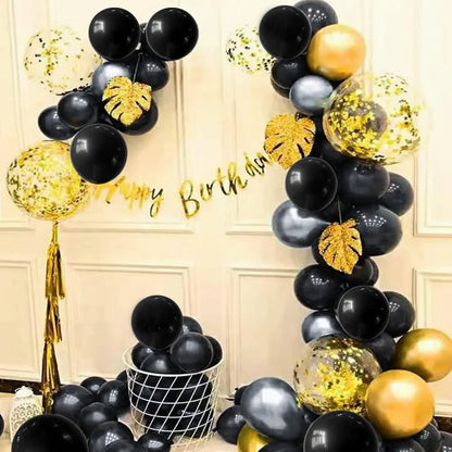 5-100pcs 12-inch Black Latex Balloons – Wedding, Birthday & Party Decoration Supplies