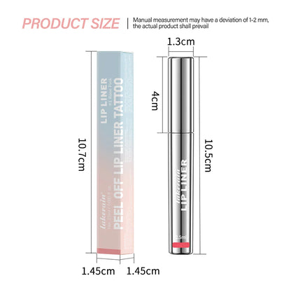 Waterproof Peel-Off Lip Liner & Tattoo Lip Gloss – Long-Lasting Matte Lip Tint & Brown Contour Lip Stain