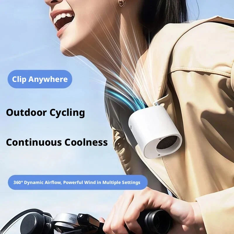 SEAMETAL Clip-On Car Fan - 360° Rotatable 100-Speed USB Rechargeable Portable Cooling Fan