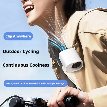 SEAMETAL Clip-On Car Fan - 360° Rotatable 100-Speed USB Rechargeable Portable Cooling Fan