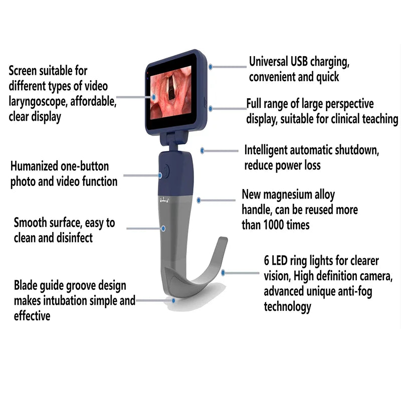 3.5-Inch Touch Screen Video Laryngoscope with Reusable Sterilizable Blades – Digital Laryngoscope, Mexico Warehouse Delivery