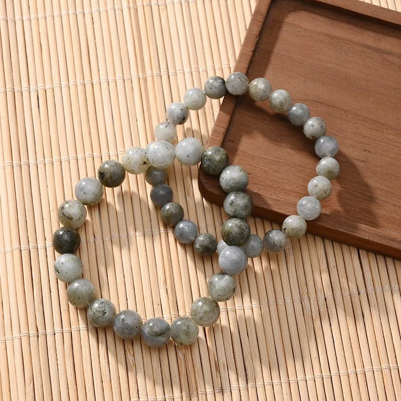 4mm 6mm 8mm Labradorite Bracelet, Handmade Natural Stone Jewelry for Women, Semi-Precious Gemstone Gift