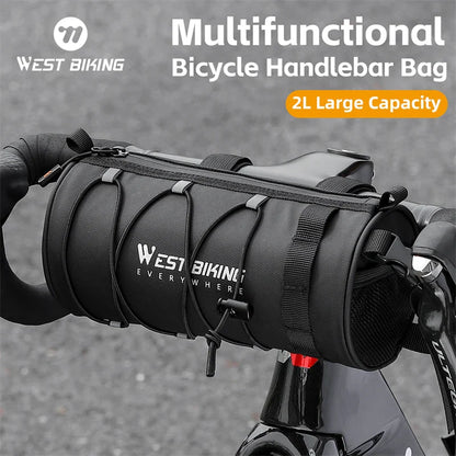 WEST BIKING Bike Front Bag – Large Capacity Waterproof Handlebar Storage, Multifunctional Road & MTB Bicycle Frame Tube Bag