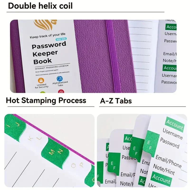 4-Password Book with Alphabetical Tabs – Internet Address & Password Keeper Logbook for Organized Note Keeping