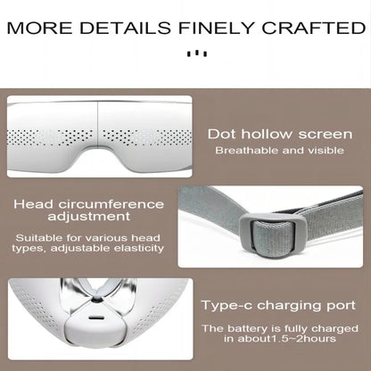 Newest Visible Eye Massager | Smart Airbag Compression Glasses with Bluetooth Music for Better Sleep