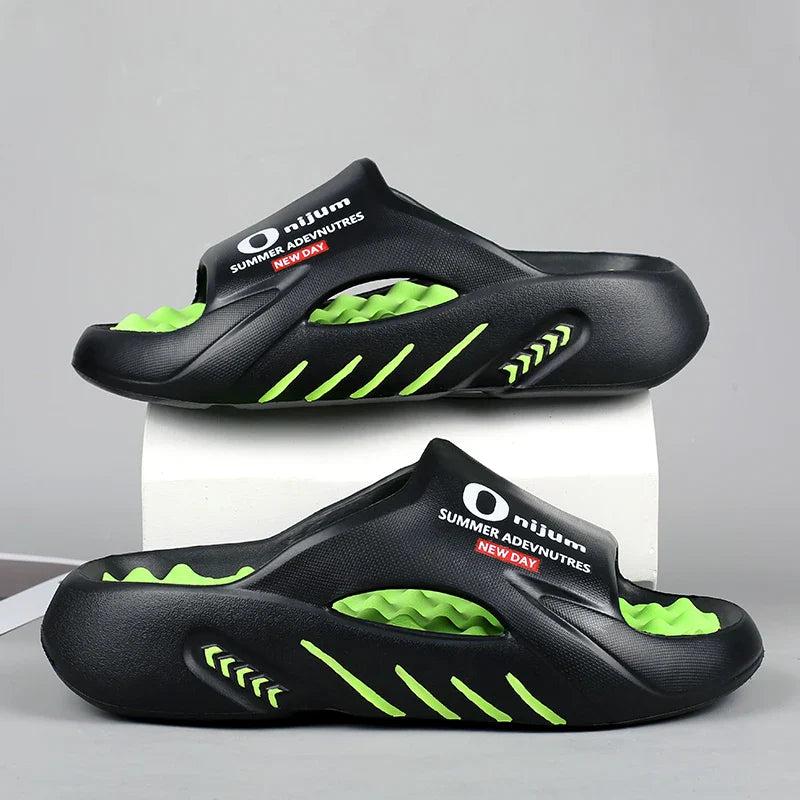 2024 Men’s Massage Slippers – Comfortable Indoor/Outdoor Slides & Beach Sandals, Sizes 38-47