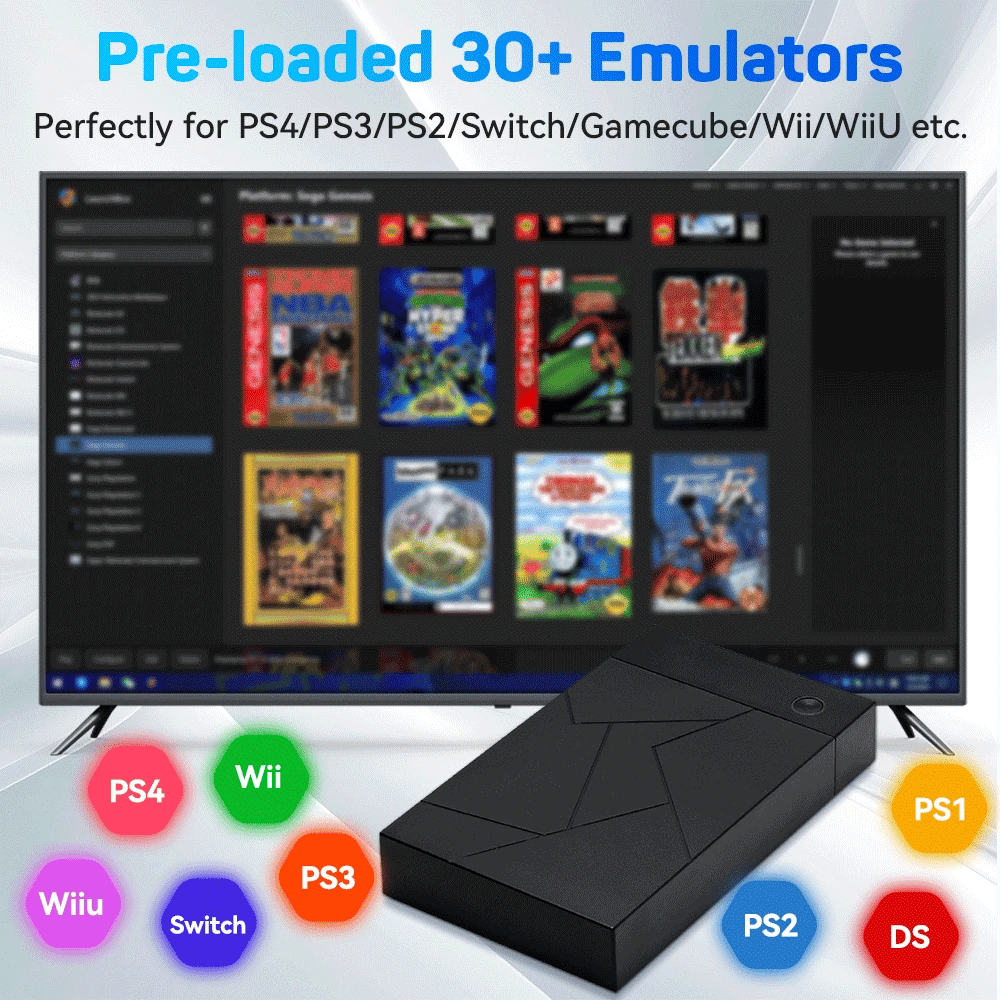 3TB Portable Gaming HDD – 17,300+ AAA/3D/Retro Games for PS4/PS3/PS2/Switch/Wii with LaunchBox/Retrobat/Playnite