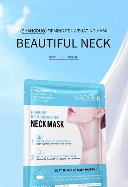 10pcs SADOER Hyaluronic Acid Neck Masks – Collagen Firming & Moisturizing Skincare for Neck