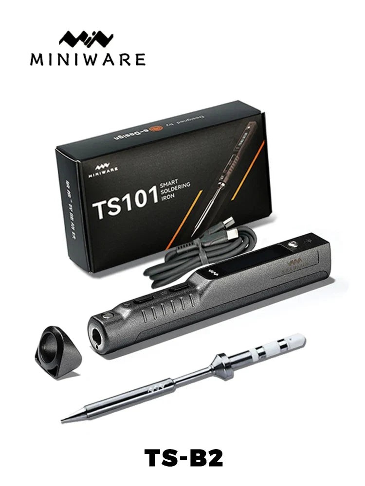 TS101 65W Mini Soldering Iron - Portable Adjustable Temperature LCD with Tip Set Upgrade