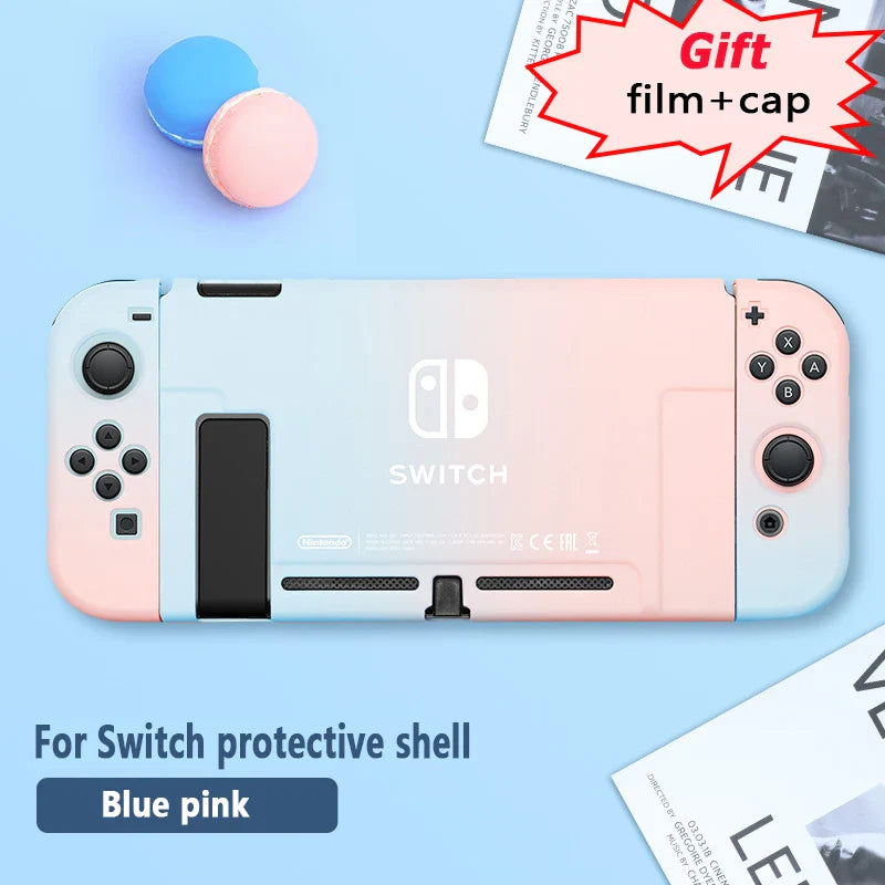 Protective Case & Film for Nintendo Switch – Rocker Cap Handle, Hard Base Cover with Skin-Friendly Gradient Design