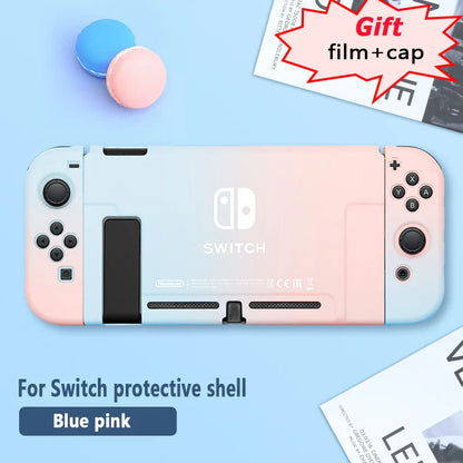 Protective Case & Film for Nintendo Switch – Rocker Cap Handle, Hard Base Cover with Skin-Friendly Gradient Design