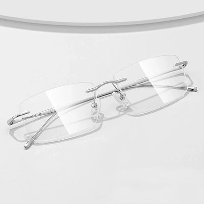 Ultra-Light Pure Titanium Rimless Glasses Frame – Anti-Blue Light Optical Frames for Men, Custom Prescription Eyeglasses
