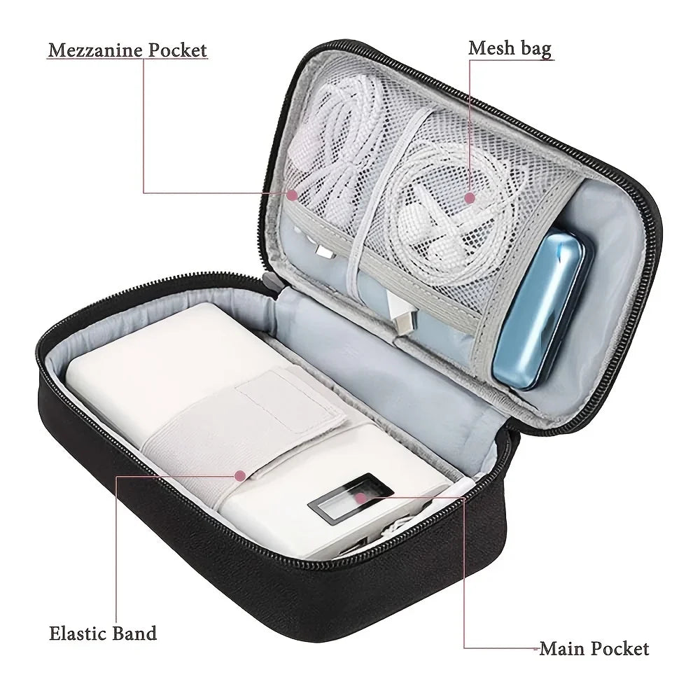 Portable Travel Cable Organizer Bag – Multifunctional Zipper Case for USB Gadgets, Chargers & Accessories