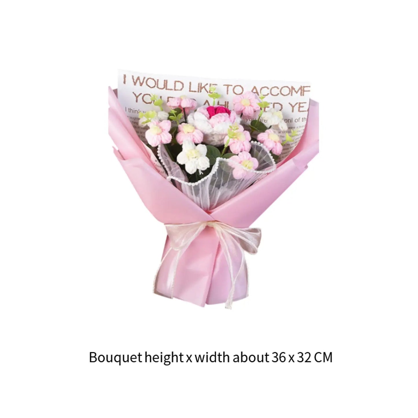 Knitted Flower Bouquet — Crochet Home Decor for Teacher’s Day, Birthday & Anniversary