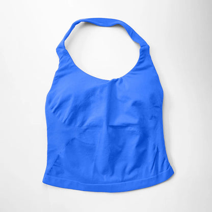 NCLAGEN Impact Halter Top — Women's Padded Longline Strappy Yoga Tank for Gym, Pilates & Fitness Activewear