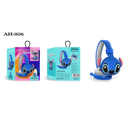 Disney Stitch AH-806 Wireless Bluetooth Headphones – HIFI Stereo Foldable Headset with Mic, Anime Cartoon Kids Birthday Gift