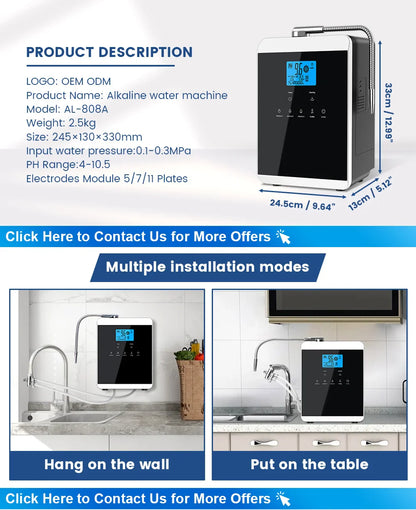 11-Plate Platinum Alkaline Water Ionizer Machine — Household PH 4.5~10.5 Acid & Alkaline Water Generator