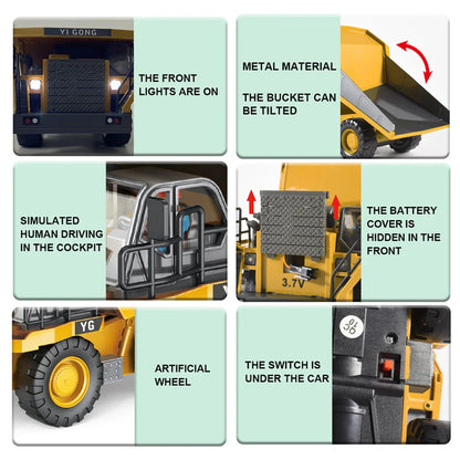 2.4G RC Excavator & Dump Truck Toy – Alloy & Plastic Construction Vehicle Model for Kids