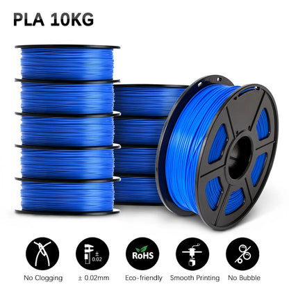 SUNLU 10KG 3D Printer Filament Set – 1.75mm PLA, PETG, PLA+ & Clear, 10 Rolls x 1KG Neatly Wound for 3D Printers & 3D Pens