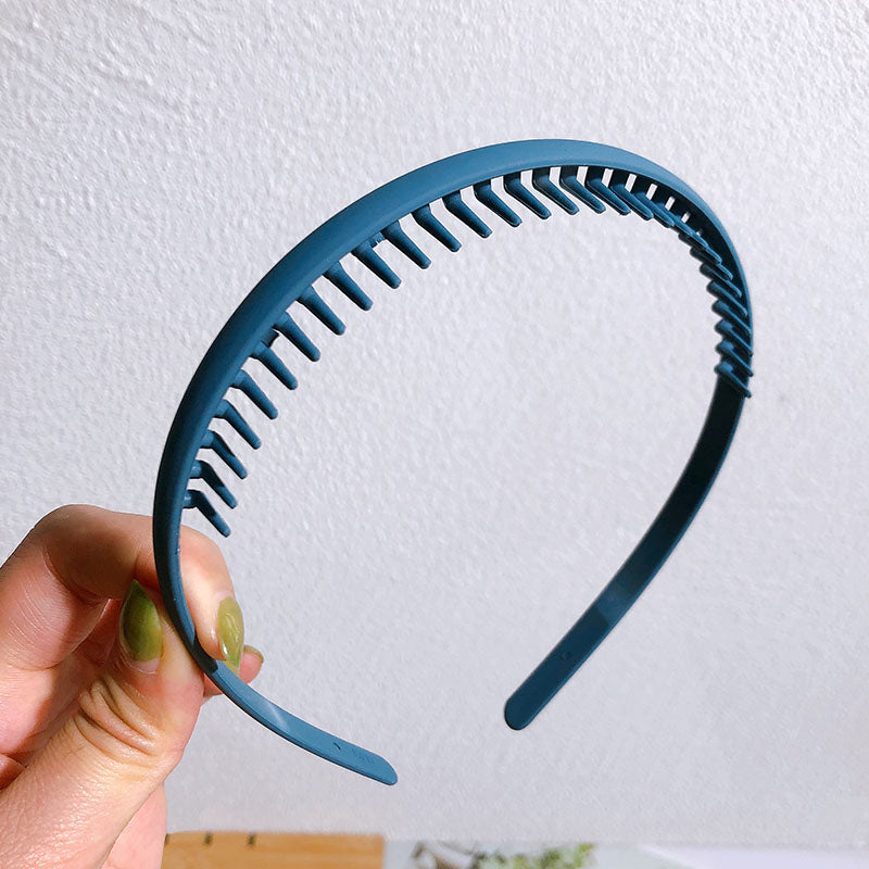 Fashion Solid Color Plastic Hairbands – Toothed Wave Combs, Non-slip Hair Bands for Women & Girls, Face Wash Headbands, Hair Accessories