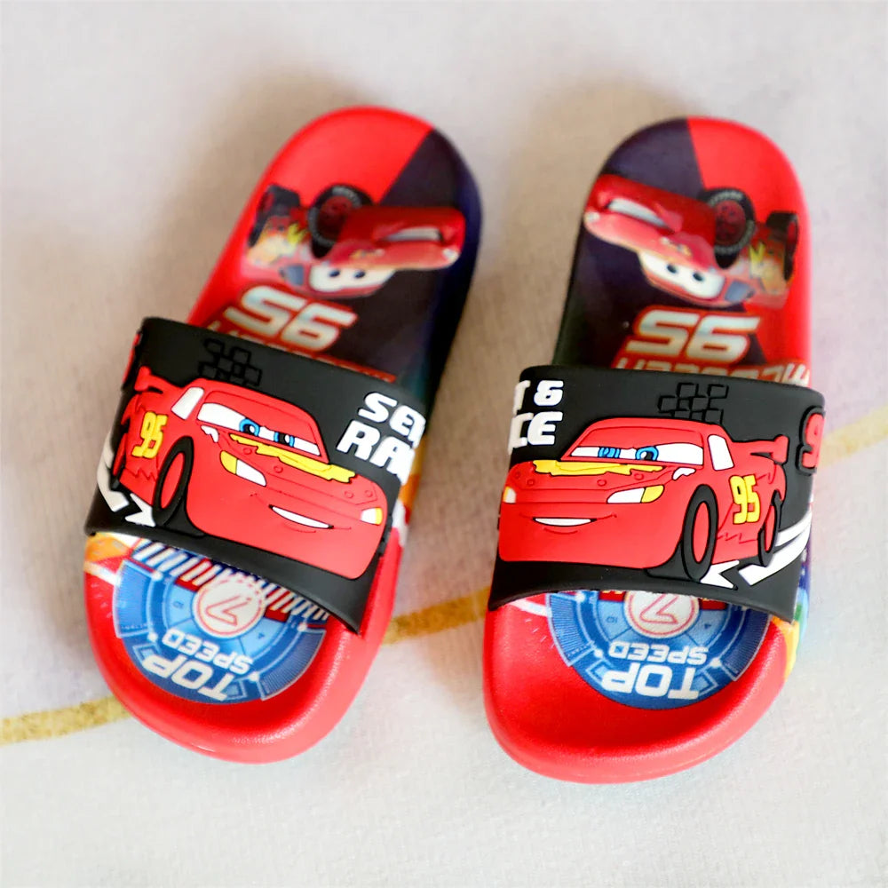New Summer Kids Cartoon Car Sandals – Soft Sole Anti-Slip Toddler Boys Shoes, All-Season Wearable Slippers