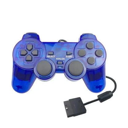 Transparent Wired Controller for PS2 – Dual Vibration Gamepad Joystick for PlayStation 2 Console