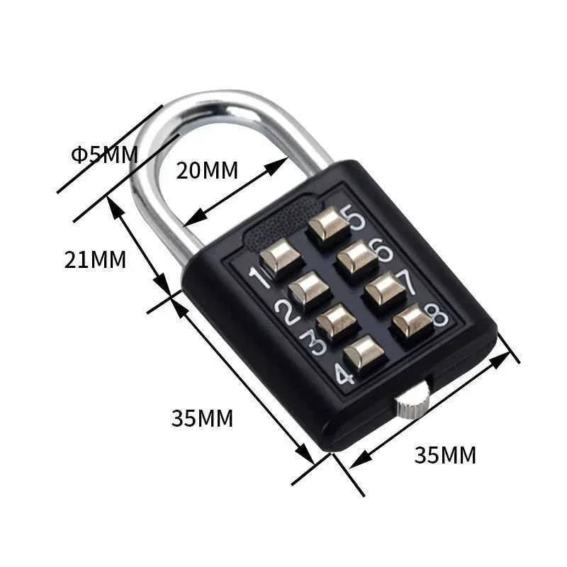 8-Digit Combination Padlock – Waterproof Zinc Alloy Travel Luggage & Outdoor Anti-Theft Smart Lock