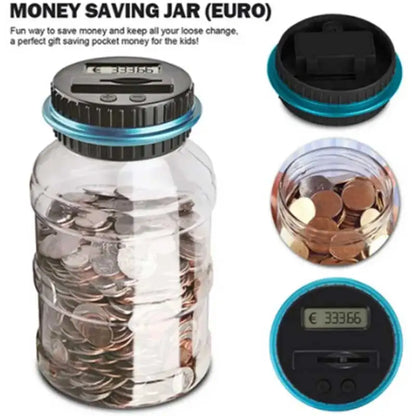 Intelligent Coin Bank with LED Display – Automatic Coin Counter & Storage for Pound, Dollar, Euro