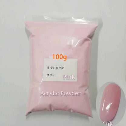 100g Acrylic Nail Powder Set – White, Clear & Pink Solid Dipping Powder for Nail Extension, Carving & Professional Nail Art Pigment