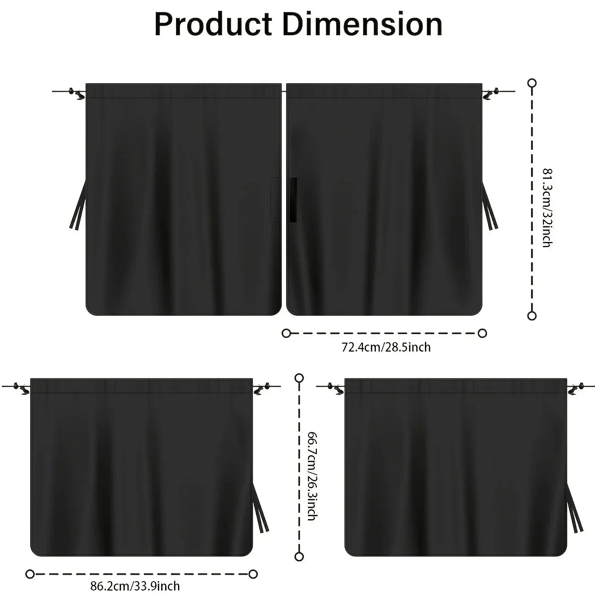 4PCS Car Privacy Curtain Set – Detachable Window Shade Covers for Travel, Camping & Night Rest, Universal Car Sun Privacy Drapes