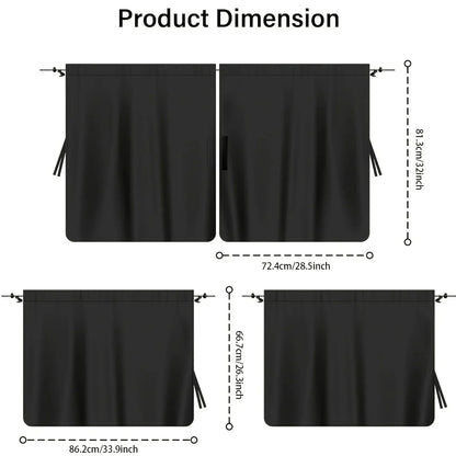 4PCS Car Privacy Curtain Set – Detachable Window Shade Covers for Travel, Camping & Night Rest, Universal Car Sun Privacy Drapes