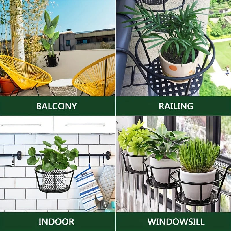 1/2/3pcs Iron Art Hanging Flower Pots with Hooks – Detachable Metal Plant Baskets for Balcony Gardening