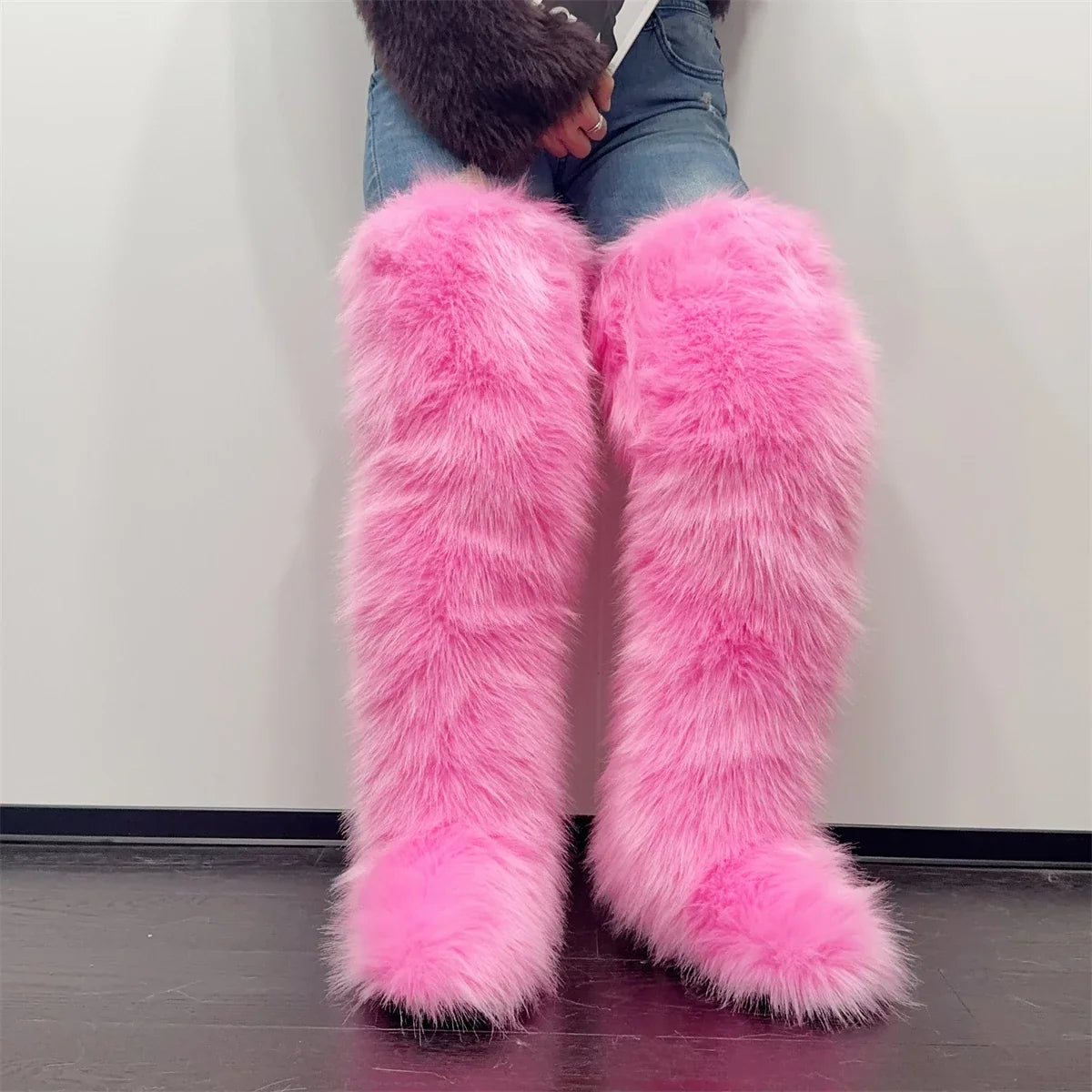 Women’s Faux Mongolian Fur Thigh High Boots - Winter Warm Plush Lined Fashion Boots for Cold Weather