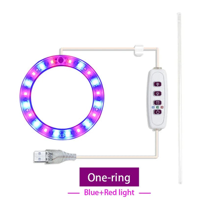 LED Full Spectrum Grow Light — USB 5V Adjustable Height Dimmable Lamp with Timer for Indoor Plants & Herbs