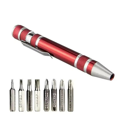 8-in-1 Aluminum Alloy Screwdriver Pen — Replaceable Bits for Easy Repairs & Disassembly