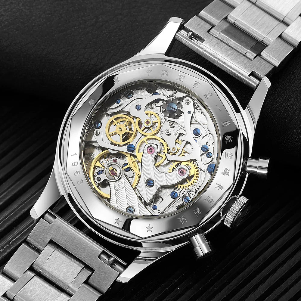 RED STAR 38mm Men's 1963 Chronograph Mechanical Watch – Pilot Air Force Aviation with Seagull ST1901 Movement & Sapphire Glass
