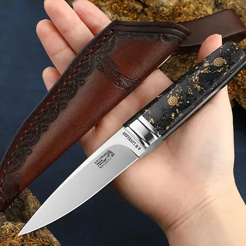 M390 High-Hardness Survival Knife – Nordic Small Straight Mirror-Finish Collector Knife, Camping & Outdoor Fruit Knife