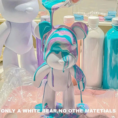 DIY Fluid Bear Sculpture – Handmade Bearbrick Doll Ornament, Graffiti Art Toy & Home Decoration Gift for Parents and Kids