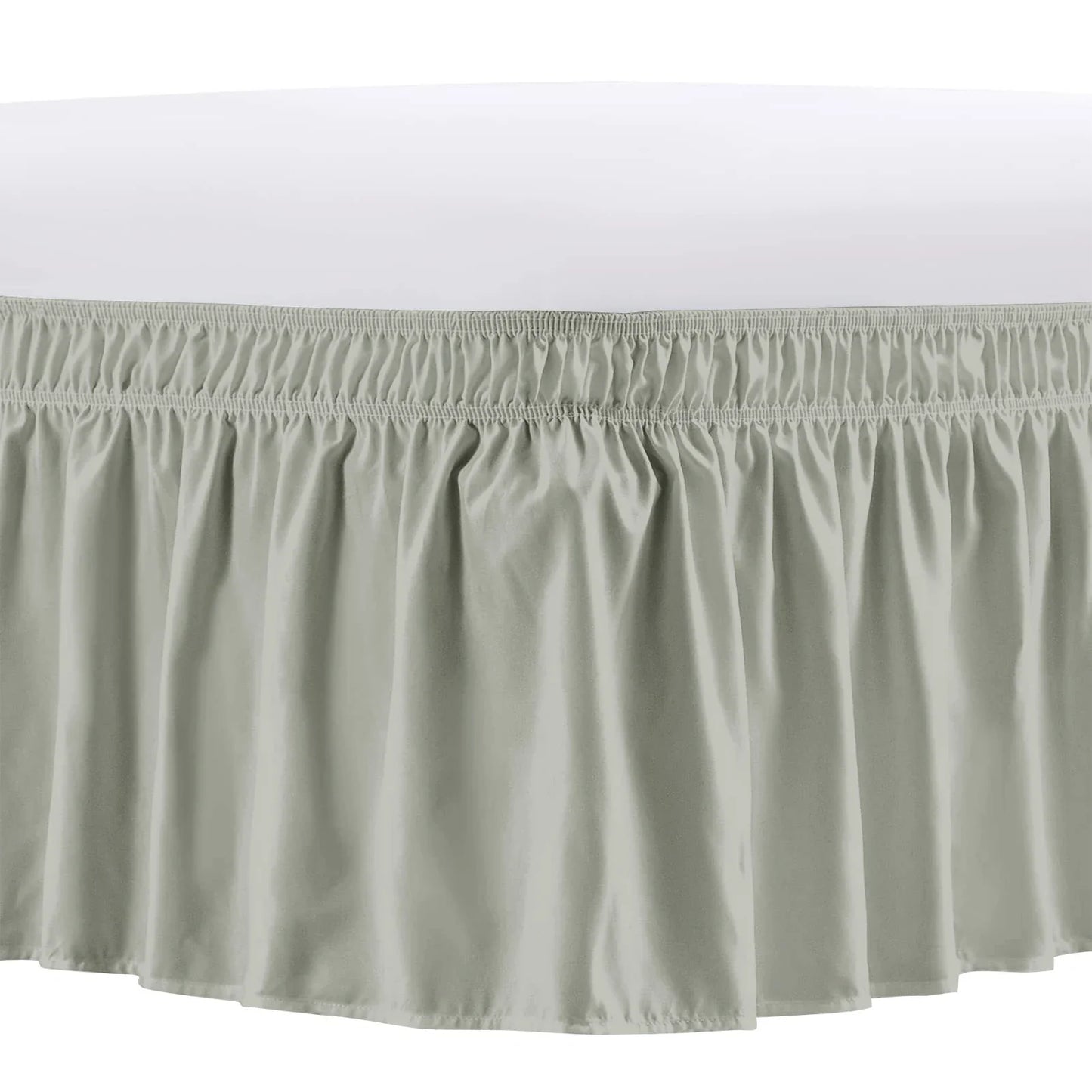 Elastic Wrap Around Bed Skirt – Wrinkle, Fade & Shrink Resistant Easy Fit Dust Ruffle for Adjustable Beds