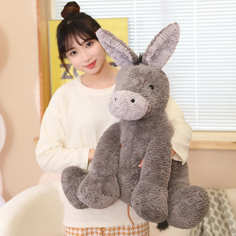 23/40/60cm Cute Burro Plush Toy — Grey Donkey Stuffed Animal, Soft Baby & Infant Doll, Birthday Gift & Room Decor